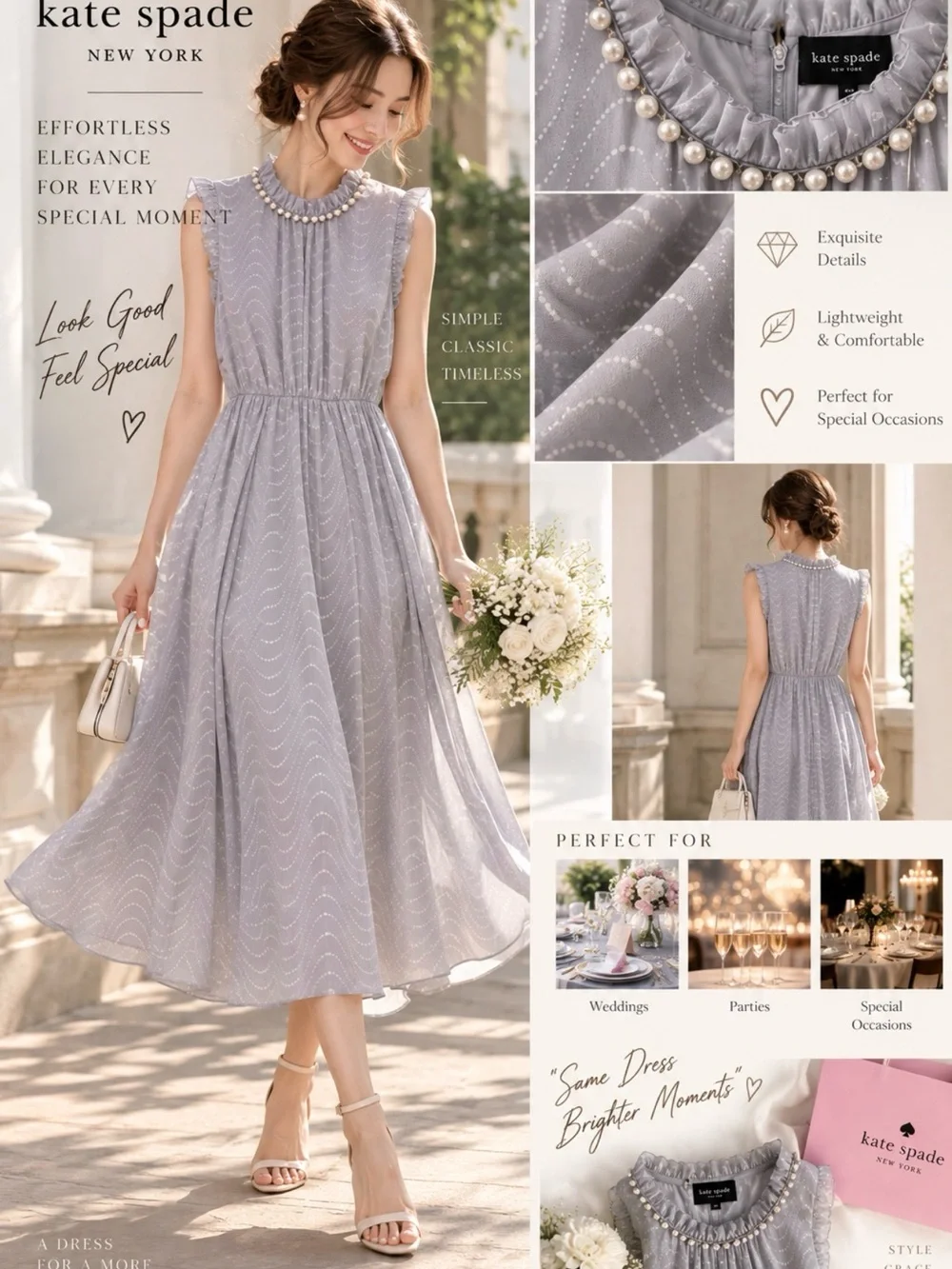kate spade Lavender Sleeveless Ruffled Neck Midi Dress